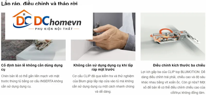 Bản lề tích hợp giảm chấn góc mở 107° 75B1650 3005399