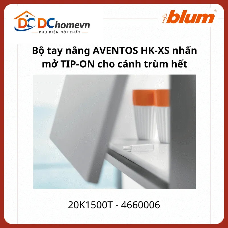 Bộ tay nâng Blum AVENTOS HK-XS nhấn mở TIP-ON 20K1500T 4660006