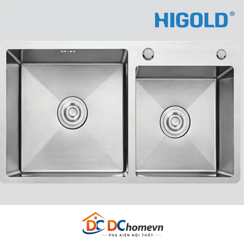 Chậu Đôi Inox 304 / Nano Xám (953212-b) – Higold