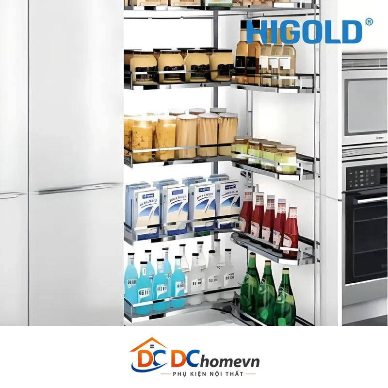 Kệ 12 Rổ Diamond Màu Inox (đáy Gỗ + Đệm Cao Su) (202263 – 500mm) – Higold