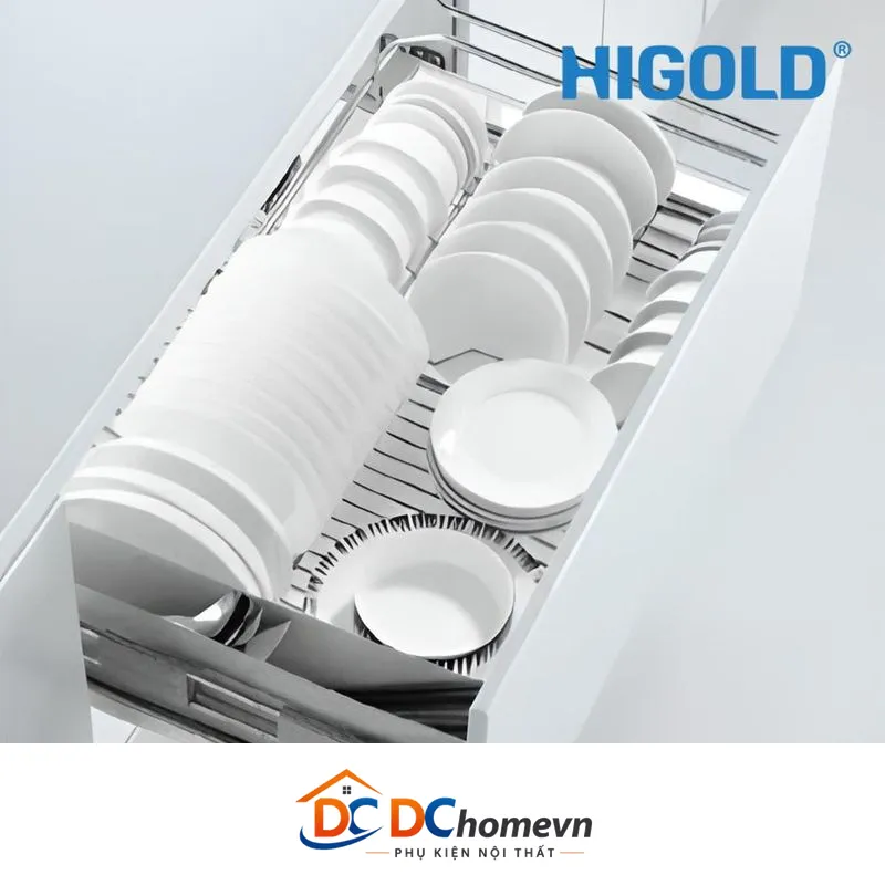 Kệ Chén, Dĩa Ray Giảm Chấn Bắt Mặt Hộc Inox 304 (303454 – 800mm) – Higold
