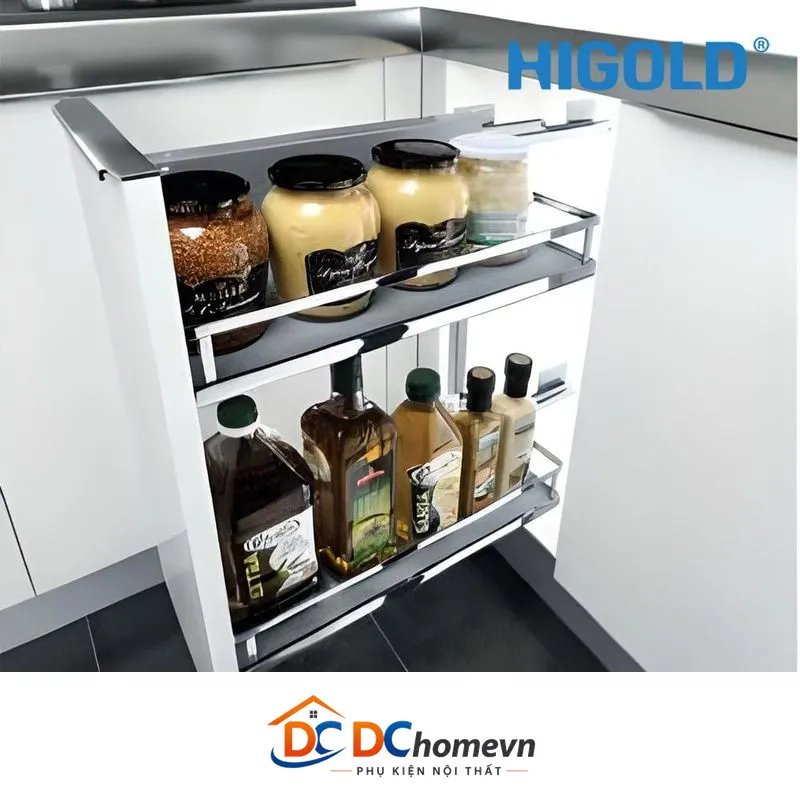 Kệ Gia Vị 2 Tầng Diamond Giảm Chấn Màu Inox (304301 – 200mm) – Higold