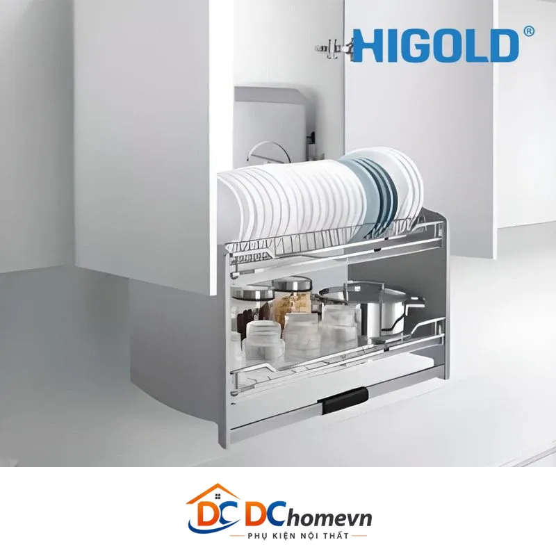 Kệ Kéo 2 Tầng Âm Tủ Di Động Inox 304 (401251 – 600mm) – Higold