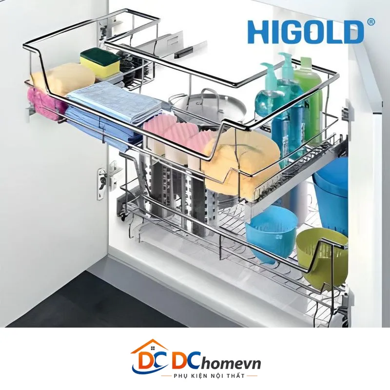 Kệ Xoong Dưới Bồn Rửa Ray Giảm Chấn Inox 304 (308002 – 900mm) – Higold