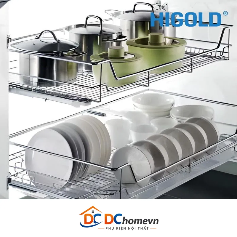 Kệ Xoong Nồi Ray Giảm Chấn Có Khay (301126 – 750mm) – Higold
