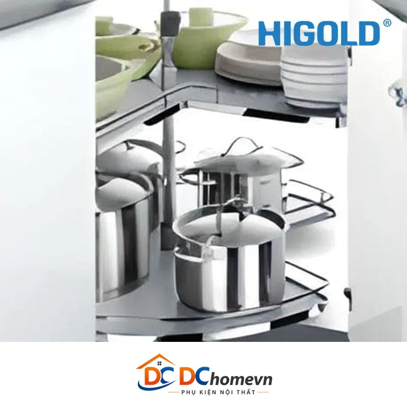 Mâm Xoay 3/4 Đáy Gỗ 900mm – Màu Inox (101112 – 450mm) – Higold
