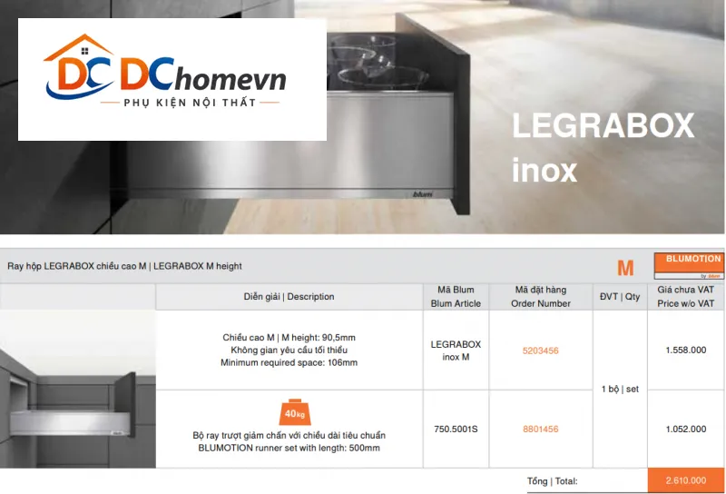 Ray giảm chấn Blum 750.5001S 8801456