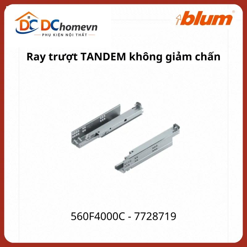 Ray trượt Blum TANDEM không giảm chấn 560F4000C 7728719, toàn phần, 30kg