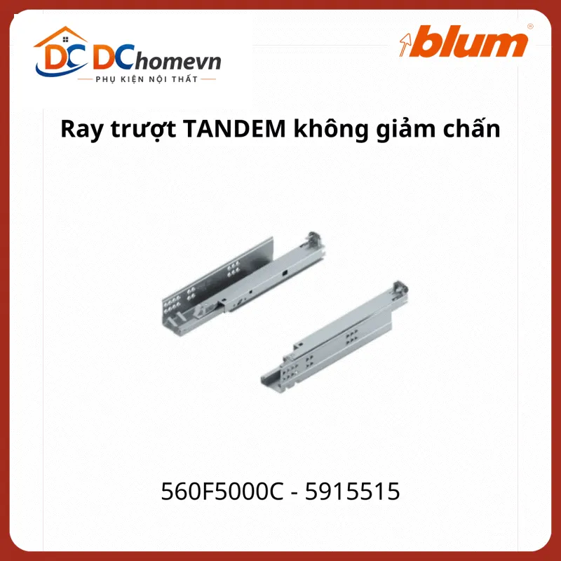 Ray trượt Blum TANDEM không giảm chấn 560F5000C 5915515 toàn phần, 30kg