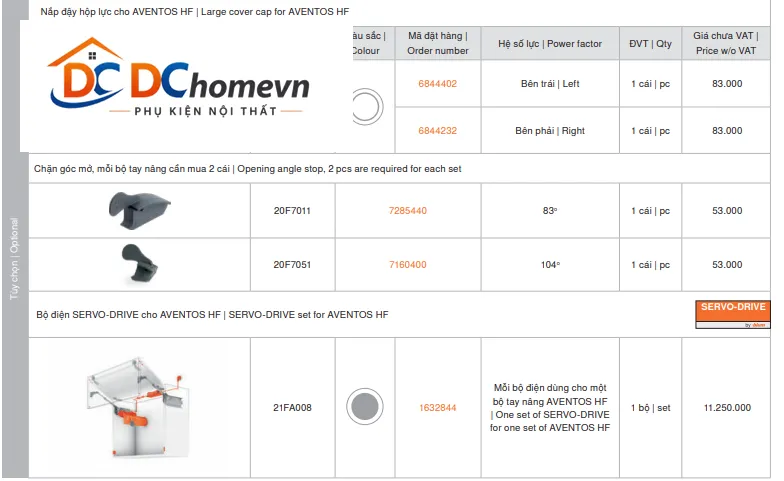 TAY NÂNG BLUM HF Aventos HF 20F2200