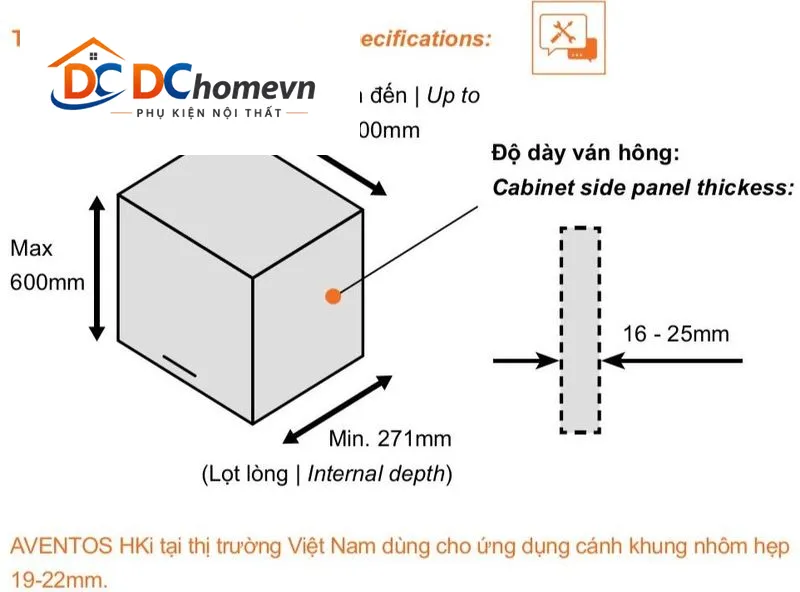 Tay Nâng Blum HKi 24K2800TA HGIG 5821431 Bán Phần Nhấn Mở Tip-on