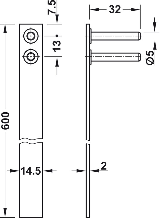 Bản vẽ kích thước / lắp đặt – Khóa Ba Ngăn Hafele Econo 234.99.240
