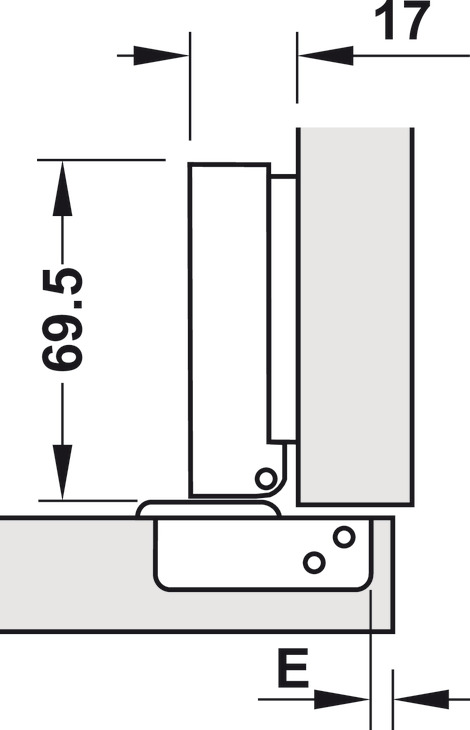 Bản vẽ kích thước / lắp đặt – Bản Lề Trùm Ngoài Metalla A Diy 110º Hafele 493.03.021
